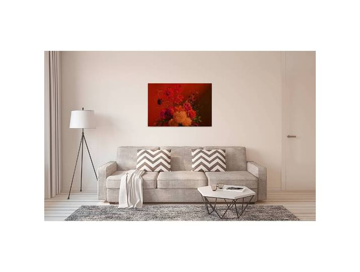 Impression sur toile Bouquet Polyester PVC / Épicéa Rouge/Rouge 90 x 60cm