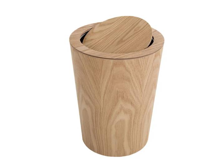 Poubelle de bureau en bois de style nordique avec couvercle, poubelle domestique, poubelle de cuisine, stockage des déchets, E27, 9L
