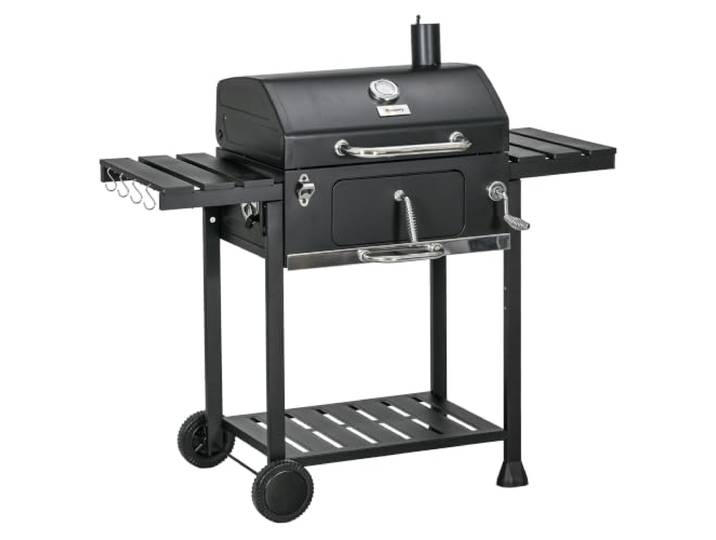 Outsunny Houtskoolgrill met Opvouwbare Zijplank 120x64x114cm Zwart