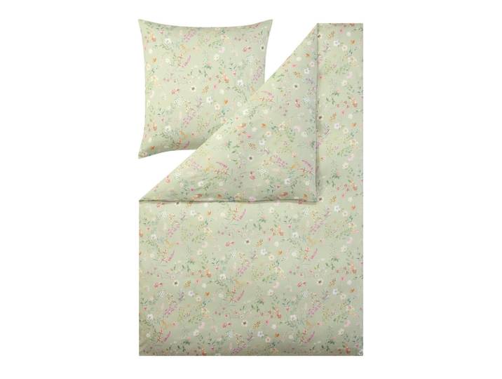 Estella Bettwäscheset, Grün, Textil, Floral, 160x210 cm, Textiles Vertrauen - Oeko-Tex®, Heimtextilien, Bettwäsche, Bettwäsche, Makosatin-Bettwäsche