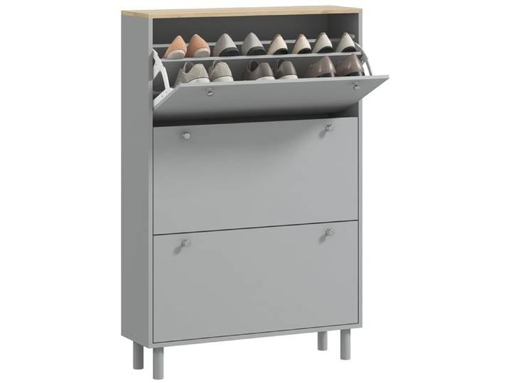 Meuble à chaussures - HOMCOM - 24 paires - 3 tiroirs rabattables et étagères réglables - 80x23 5x121cm - gris