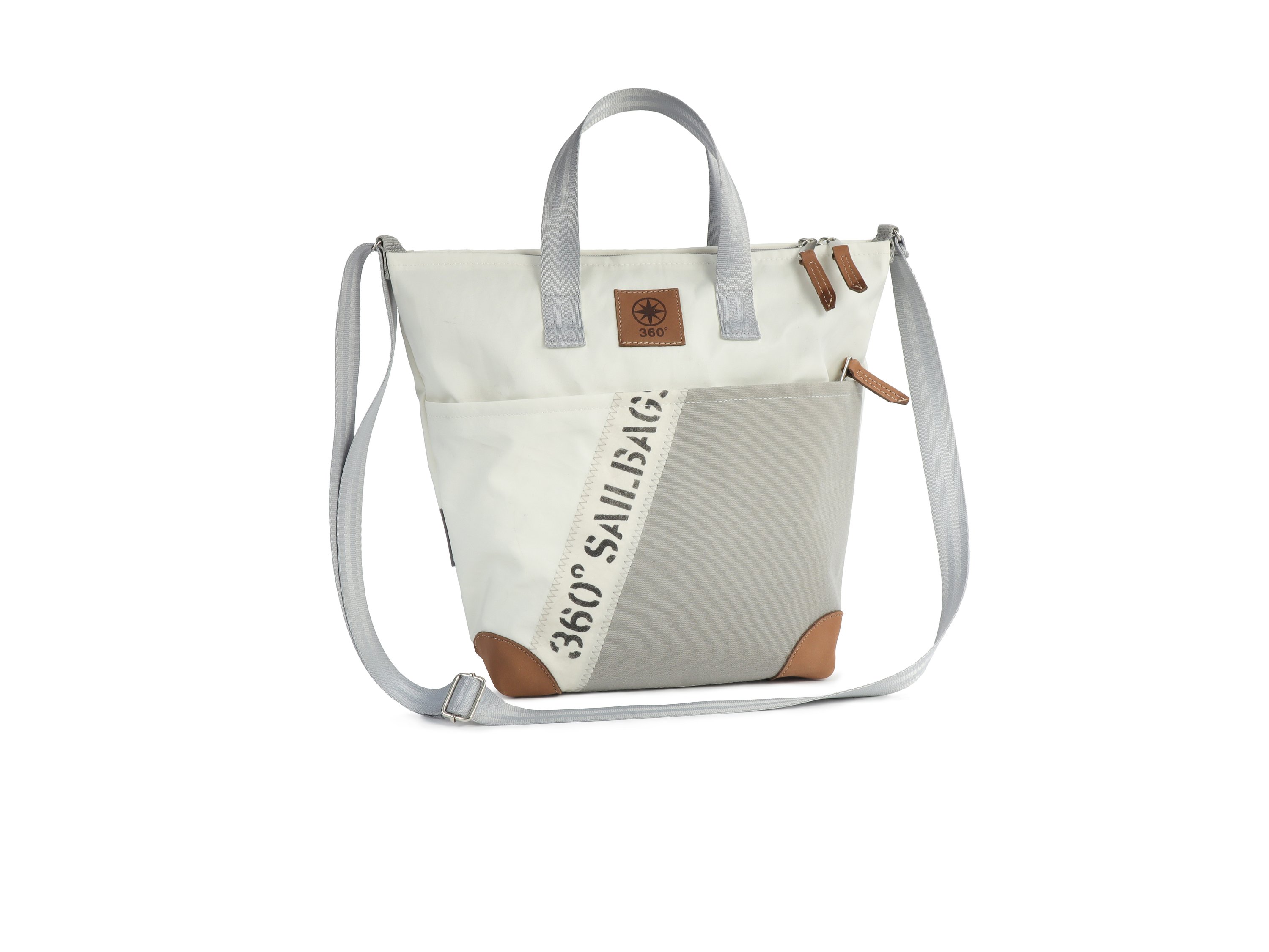 360° Taschen Deern Mini Schultertasche (weiß / Persenning grau, Stencil Aufschri... weiß / Persenning grau, Stencil Aufschrift, Gurt grau 2502
