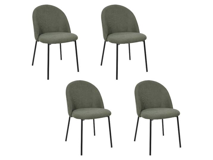 Lot de 4 Chaises - HOME DECO FACTORY - Jules - Côtelé - Vert