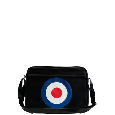Schultertasche LOGOSHIRT "Target", Damen, Gr. B/H/T: 12,5cm x 30cm x 40cm, schwarz, Kunstfaser, bedruckt, mehrfarbig, Taschen Schultertasche, mit Target Motiv-Druck auf der Front