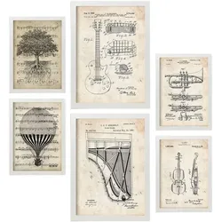 POSTER Set Mit 6 Musik Sammlung A3 & A4 Weißer Rahmen