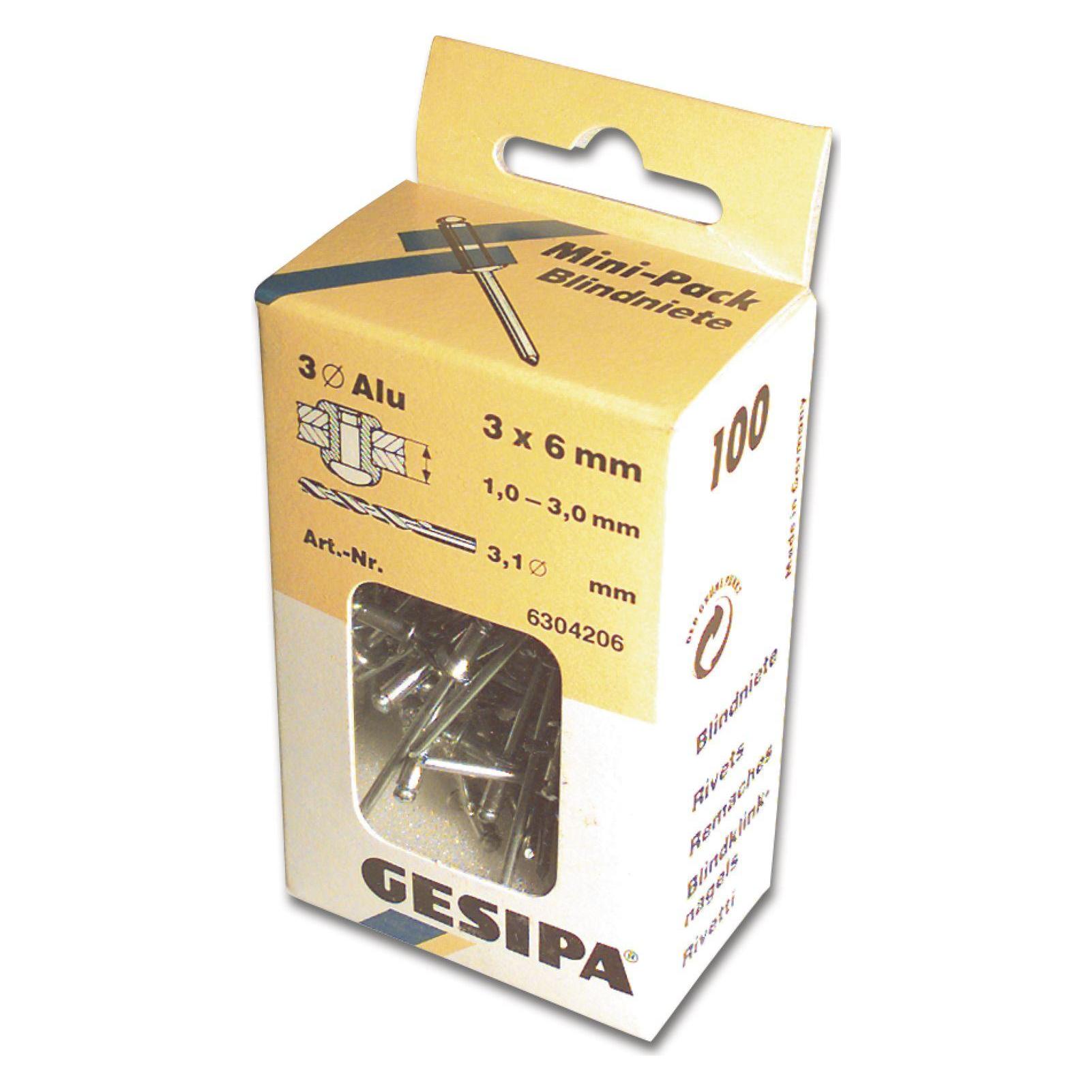 Gesipa Blindnieten3,0x 8mm mittel Alu (4007081304214)