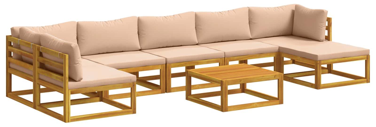 Sofa-Set 8 stk. Natur Massivholz Akazie