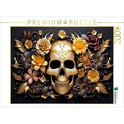CALVENDO Puzzle Gold Skull | 2000 Teile Lege-Größe 90x67cm Foto-Puzzle für glückliche Stunden