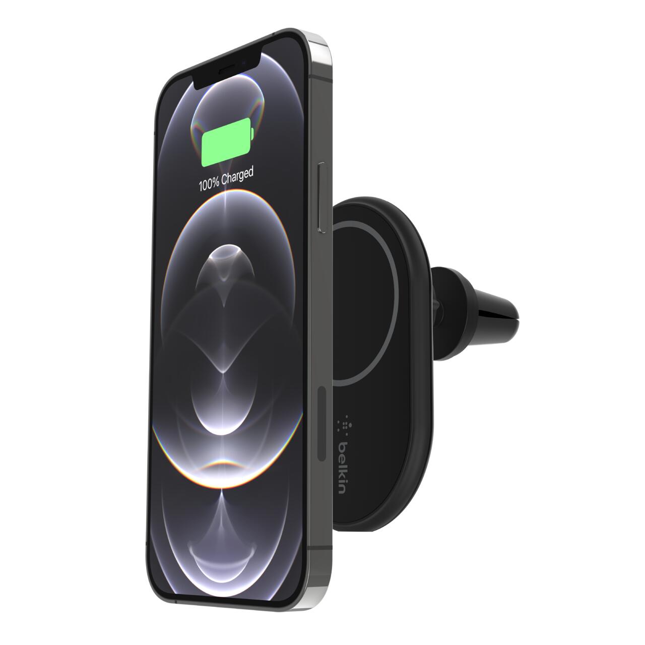 Belkin BoostCharge 10 W magnetisches drahtloses Kfz-Ladegerät mit Netzteil, schwarz WIC004BTBK