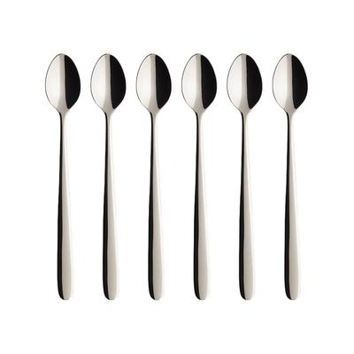 Besteck-Set VILLEROY & BOCH "Longdrink Löffel Daily Line 20 cm 6er Set silber", silber, Essbesteck-Sets