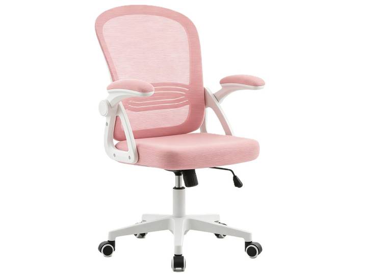Gisaae Bürostuhl Ergonomischer 90-110°neigbar, 90° Aufklappbare Armlehnen, Rosa, Metall, 60x92x57 cm, Büromöbel, Bürostühle, Drehstühle
