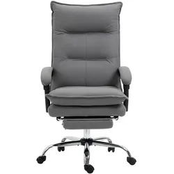OKWISH Bürostuhl Chefsessel 74x66x122 cm mit Massage und Heizfunktion Fußstütze 155 Grad Neigung höhenverstellbar ergonomisch Grau