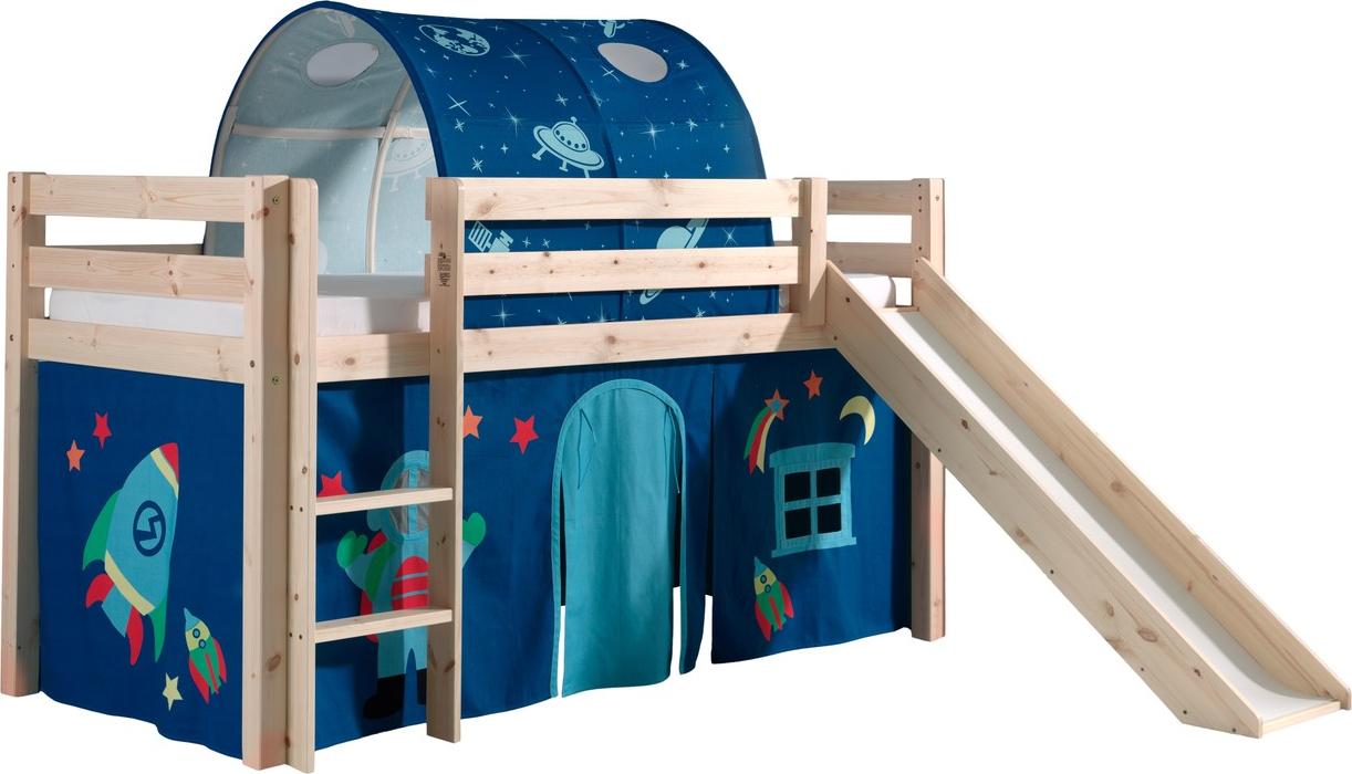 Spielbett Pino mit Rutsche und Textilset Kiefer Natur