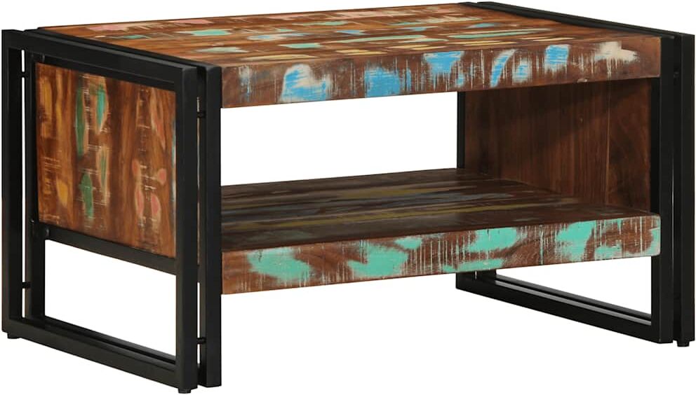 vidaXL Mesa de centro multicolor 70x50x38 cm madera maciza reciclada Multicolor