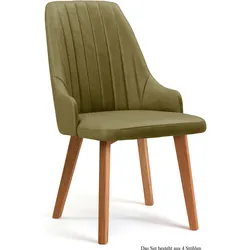 ESSZIMMERSTUHL (4er-Set) Daryl 52x91x60 Eiche geölt/Olivgrün