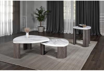 Esofastore Gray Finish Triangle Living Room Table Set Beautiful Nesting Cocktail Table