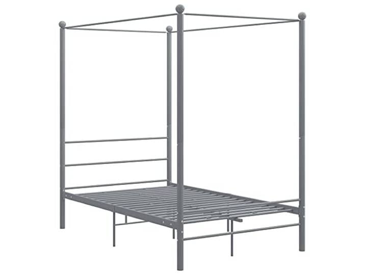 vidaXL Himmelbett Metallbett Bett Doppelbett Bettrahmen Bettgestell Lattenrost Schlafzimmermöbel Schlafzimmerbett Grau Metall 120x200cm