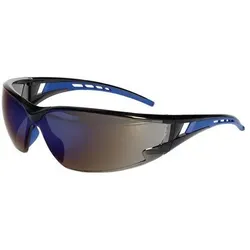 Pro Fit Schutzbrille EN 166 EN 172 Bügel schwarz/blau,Scheibe verspiegelt