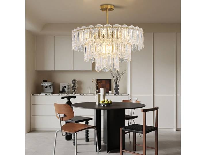 Style français verre plafond suspension luxe or salon salle à manger décor suspension lampe grandes Lamparas Lustres
