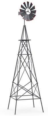 Costway 8 Feet Windmill Metal Ornamental Wind Wheel Weather Resistant-Gray