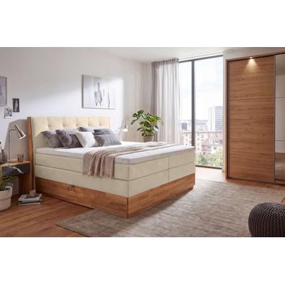 Boxspringbett OTTO HOME "Alleea, Doppelbett, Polsterbett, Federkernbett, Komforbett, 160/180 cm", beige, B:165cm L:210cm, 100% PES, Komplettbetten, inkl. Topper, zwei Bettkästen, Taschen-Federkernmatratze, Härtegrad 3