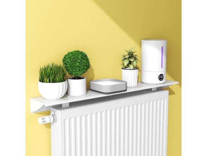 UVCMDUI Schwebendes Heizkörperregal, Breite 20cm Heizungsregal aus Aluminiumlegierung Weiße, Universelle Heizung Regal Ohne Bohren mit 8 cm Halterung, Länge Kann Individuell Angepasst Werden,100cm