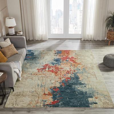 KALATY Solaris Ivory Abstract Hand Knotted Wool Area Rug