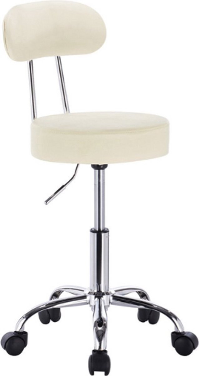 Bolt Edge Ergonomische Zadelkruk met Rugleuning en Wielen - Creme