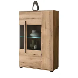 HIGHBOARD Eiche Evoke, Vitrine 90 x 140 cm mit LED Beleuchtung