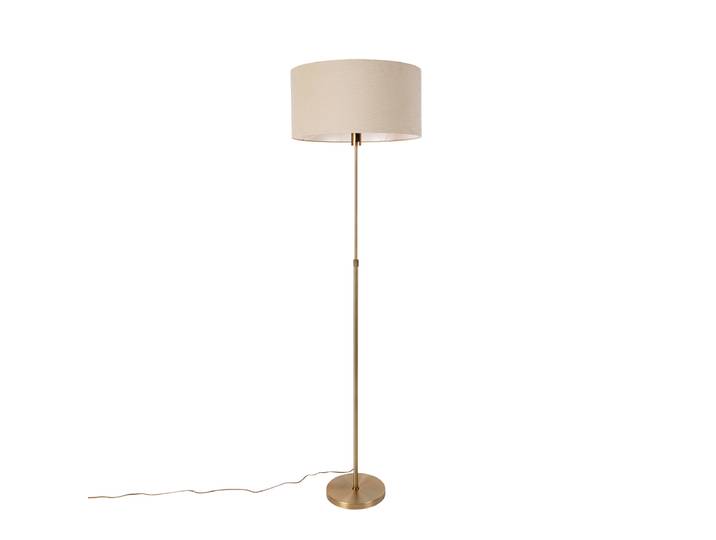 Lampadaire réglable bronze avec abat-jour marron clair 50 cm -