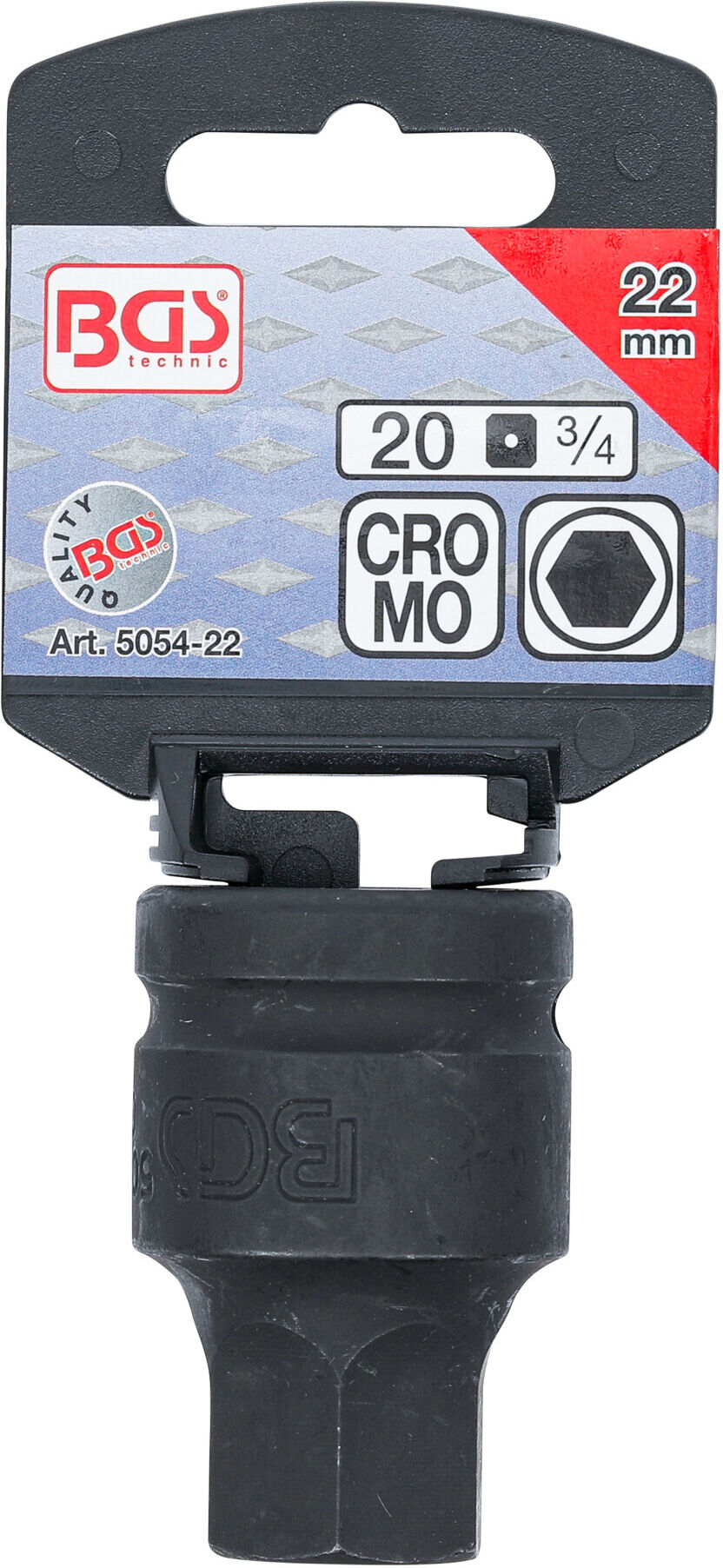 BGS Kraft-Bit-Einsatz 5054-22, Antrieb Innenvierkant 20 mm (3/4"), Innensechskant 22 mm ; BGS technic)