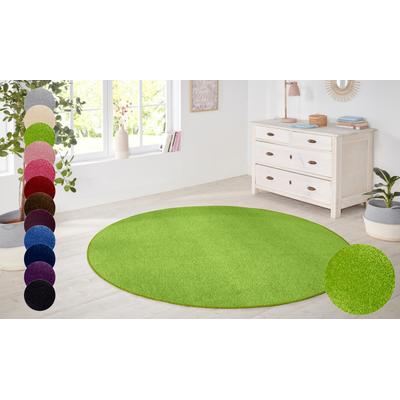 Teppich HANSE HOME "Shashi" Gr. 9, grün, H:8,5mm Ø:133cm, Kunstfaser, Teppiche, Teppich, Kurzflor, Unifarben, Teppich, Weich, Esszimmer, Kinderzimmer, Flur