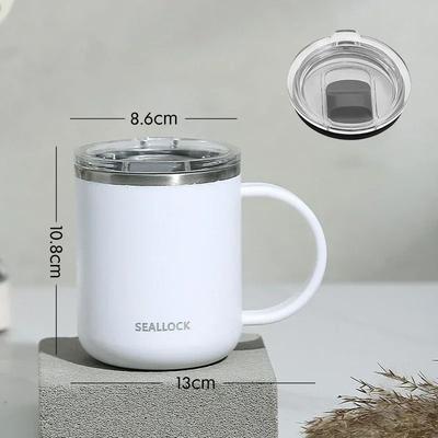 Uplifted Finds 304 Stainless Steel Insulated Water Cup 450ml Anti Scalding Milk & Juice Mug With Lid white Push