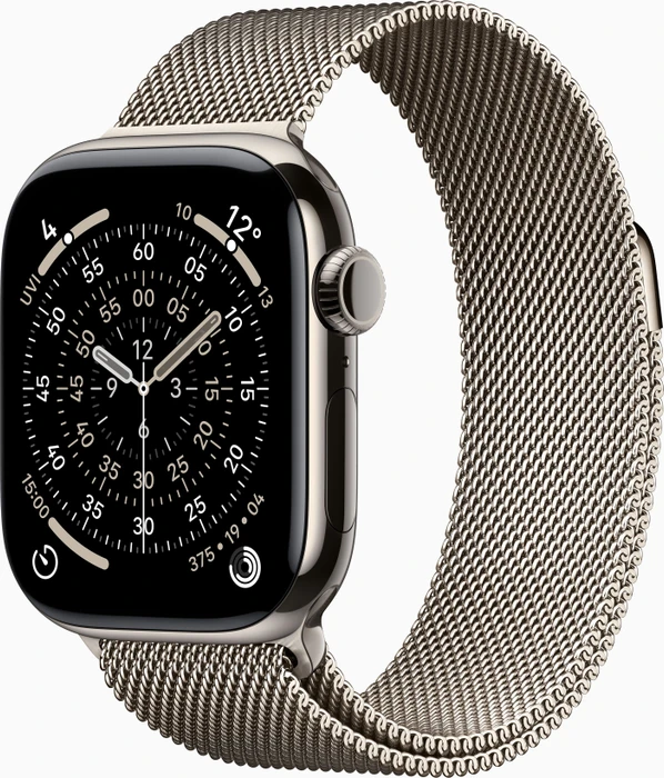 Apple Watch Series 11 Cellular 42 mm Natur Titan mit natürlichem Milanaise-Armband
