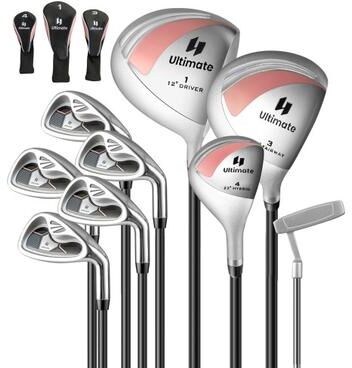 Costway Women's 9 Pieces Complete Golf Club Set-Pink