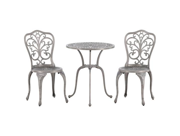 Gardenson Balkonset, Silberfarben, Metall, 3-teilig, rund, Gartenmöbel, Balkonmöbel, Balkonmöbel-Sets