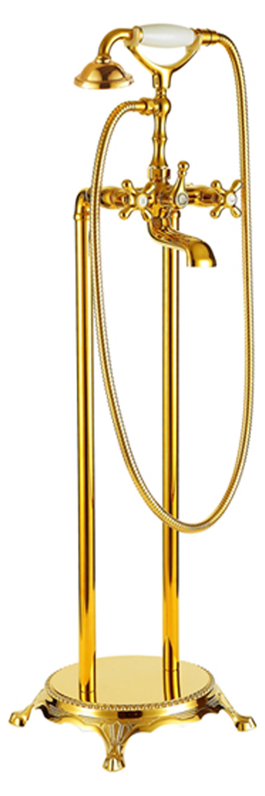 Standarmatur freistehend Wannenarmatur rund Armatur 1414 Gold