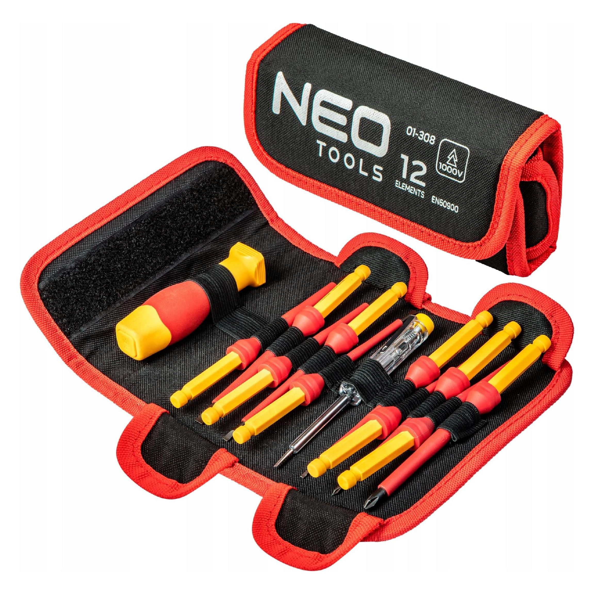 Neo Schraubendreher-Bits mit Griff 1000 V 12 Stück (01-308) (01-308)