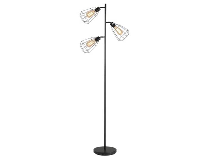 HOMCOM Lampadaire Design Industriel 3 Ampoules Abat-Jour Cage Métal Noir Max. 40 W\, Salon