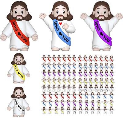 LightInthebox 50/100pcs Little Jesus Figures,Mini Jesus Figurines Easter Gift Tiny Statues for Easter Egg Stuffers,Religious Gifts,Parties,Baptism Gifts,Multicolor Miniature Decorations,Hide and Seek Figurines