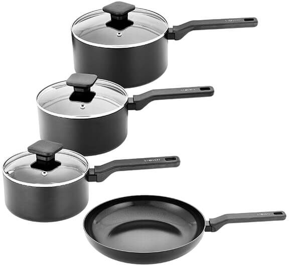 Stoven Noir 4 Piece Saucepan Set with 28cm Frying Pan