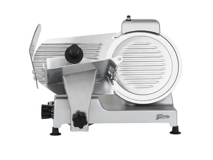 H.Koenig MSX250 Allesschneider/Schneidemaschine/Aufschnitt von 0 bis 12 mm Dicke / 25 cm Ø Messer/mit Messerschärfer / 240 Watt/silber