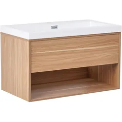 WASCHBECKENUNTERSCHRANK wandmontiertk mit Waschbecken Hellbraun Berbice