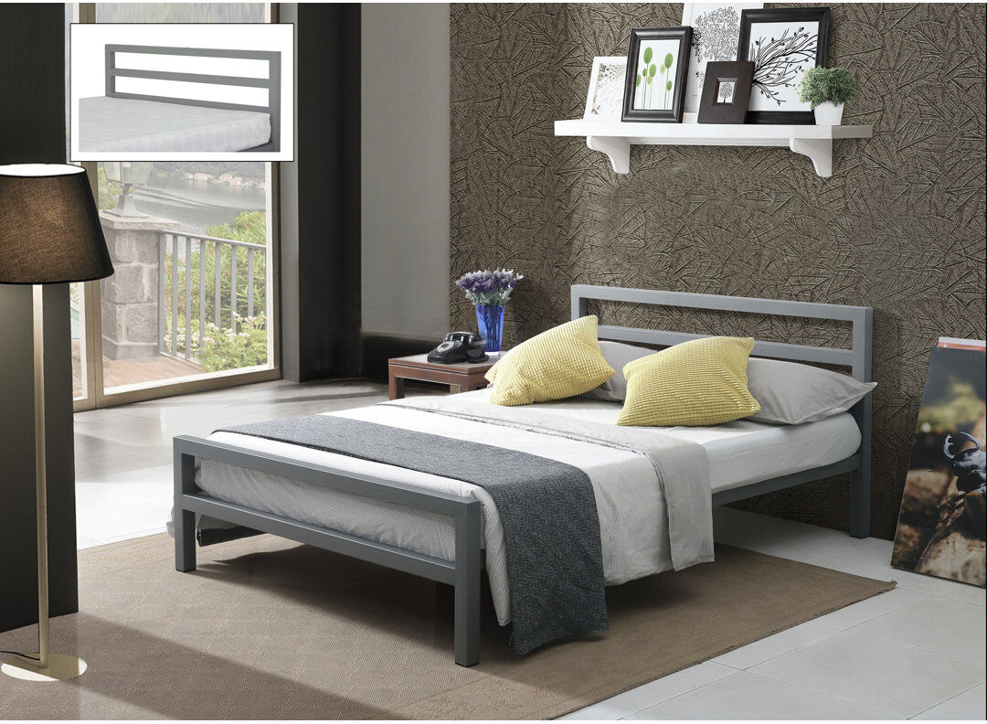 17 Stories Shakia Bed Grey Kingsize (5')