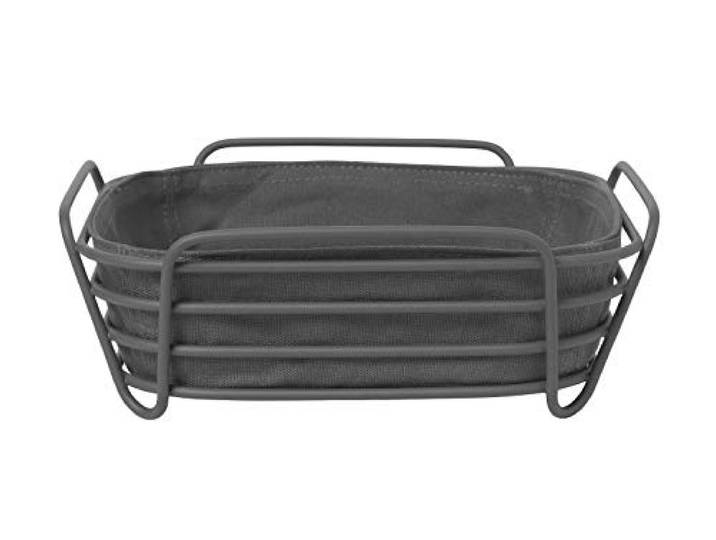 Blomus Corbeille à Pain Noire S – Panier à Pain en Acier revêtu par Poudre et Sac en Tissu en Coton\, S : 20 cm