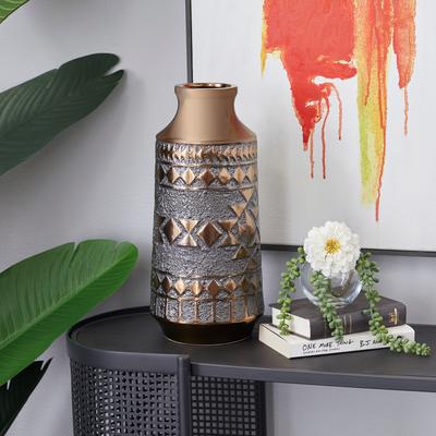 ARCILLA ELEMENTAL Gold Porcelain Ceramic Tribal Decorative Vase