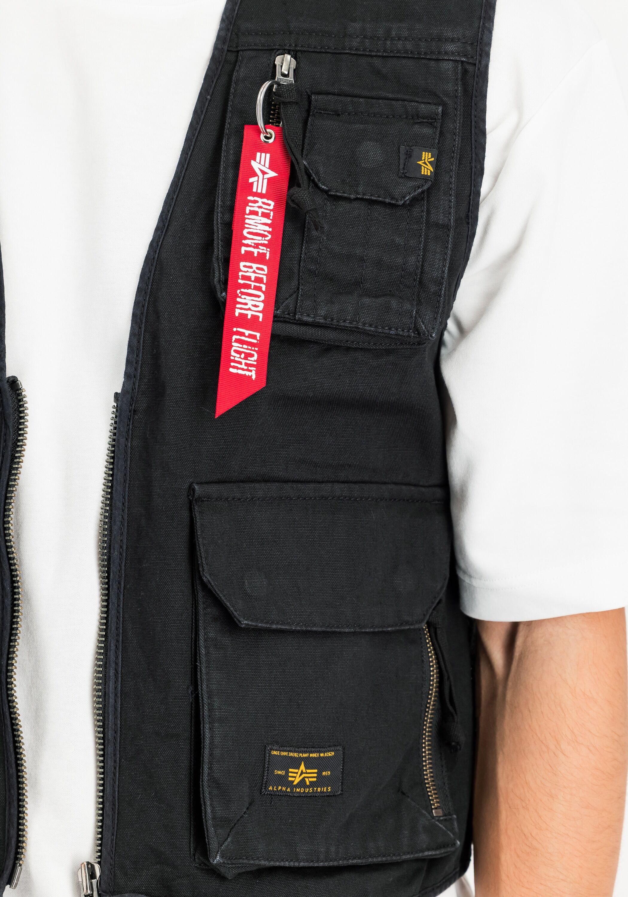 Funktionsweste ALPHA INDUSTRIES "Mesh Utility Vest", Herren, Gr. XL, schwarz, Obermaterial: 100% Baumwolle, Meshmaterial: 100% Polyester, Westen Funktionsweste