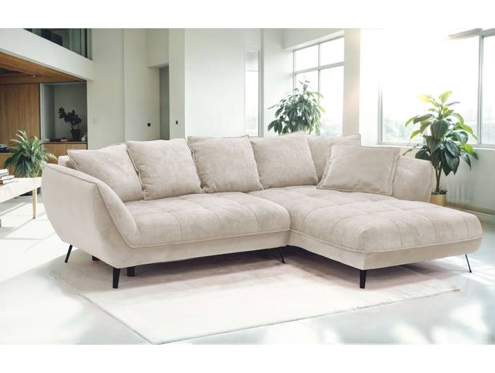 Ecksofa EXXPO - SOFA FASHION Midway Easy-Lift-Bettfunktion, 15cm bodenfrei, bequem, Breite 282cm , beige, B:282cm H:91cm T:187cm, Sofas, Ecksofa, inkl. Bettfunktion und praktischem Bettkasten, L-Form