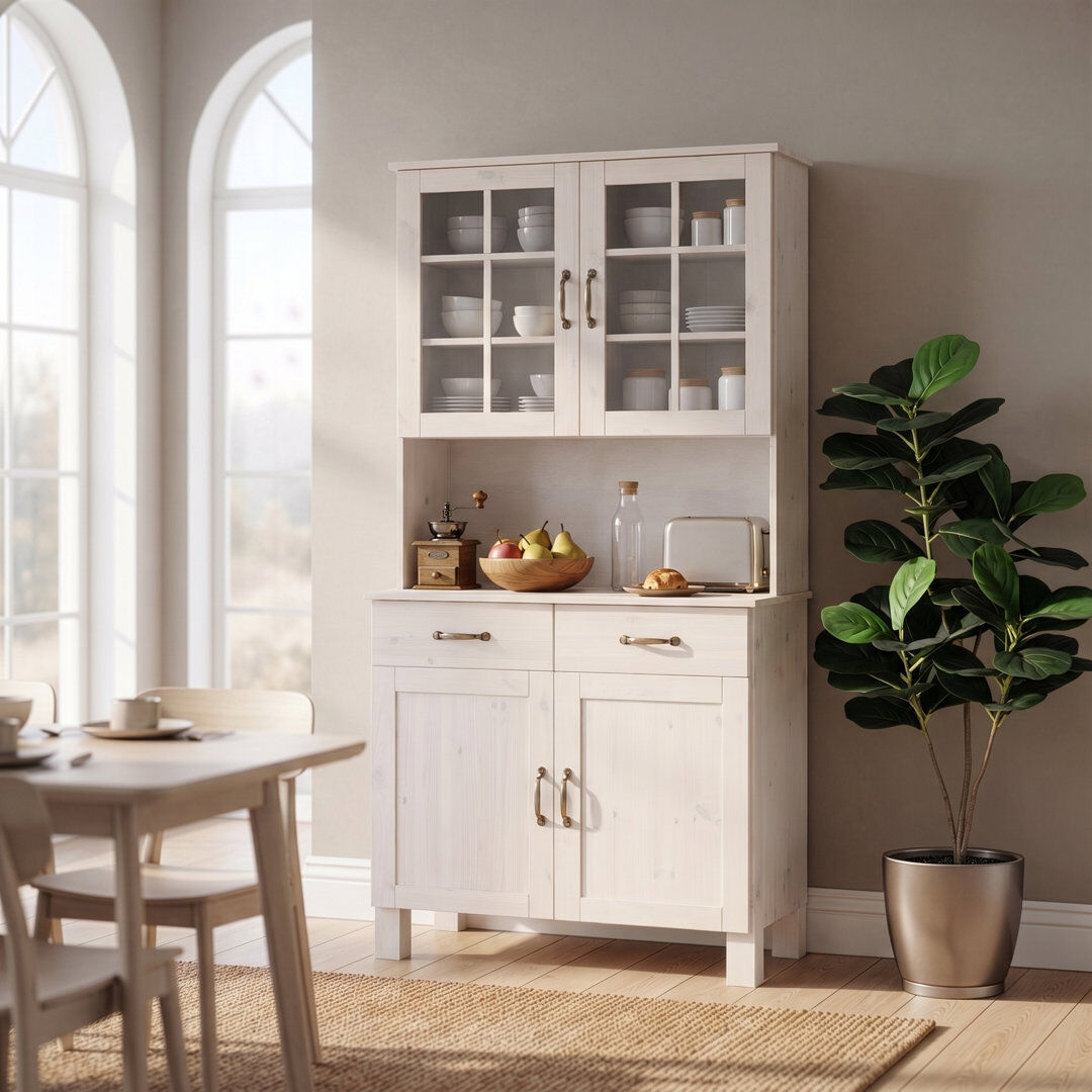 Brambly Cottage Martindale 85cm Solid Wood Sideboard White 185cm H X 85cm W X 38cm D