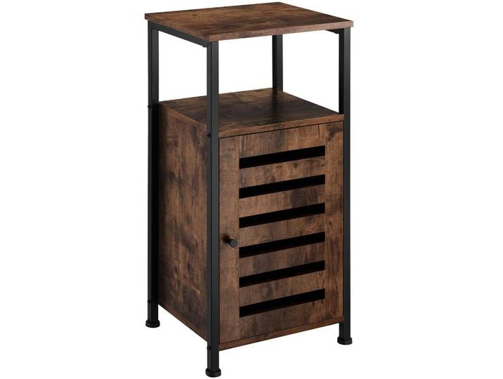 tectake Beistellschrank Durham, 38,5 x 31,5 x 81 cm, Industrial Holz dunkel, rustikal, Rostfarben, 38.5x81x31.5 cm, Badezimmer, Badmöbel, Midischränke